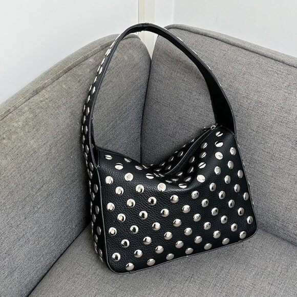 Studded Purses Y2k Shoulder Bag 90s Punk Women Small Shouder Purse Vegan Leather - Picture 7 of 7